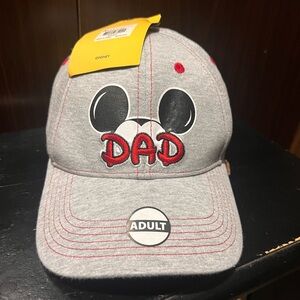 New Disney Baseball Cap Size Adult Gray With DAD Mickey Mouse Ears